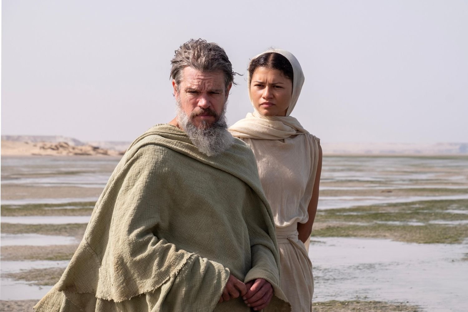 Matt Damon as Odysseus with Zendaya as Athena in Christopher Nolan’s The Odyssey