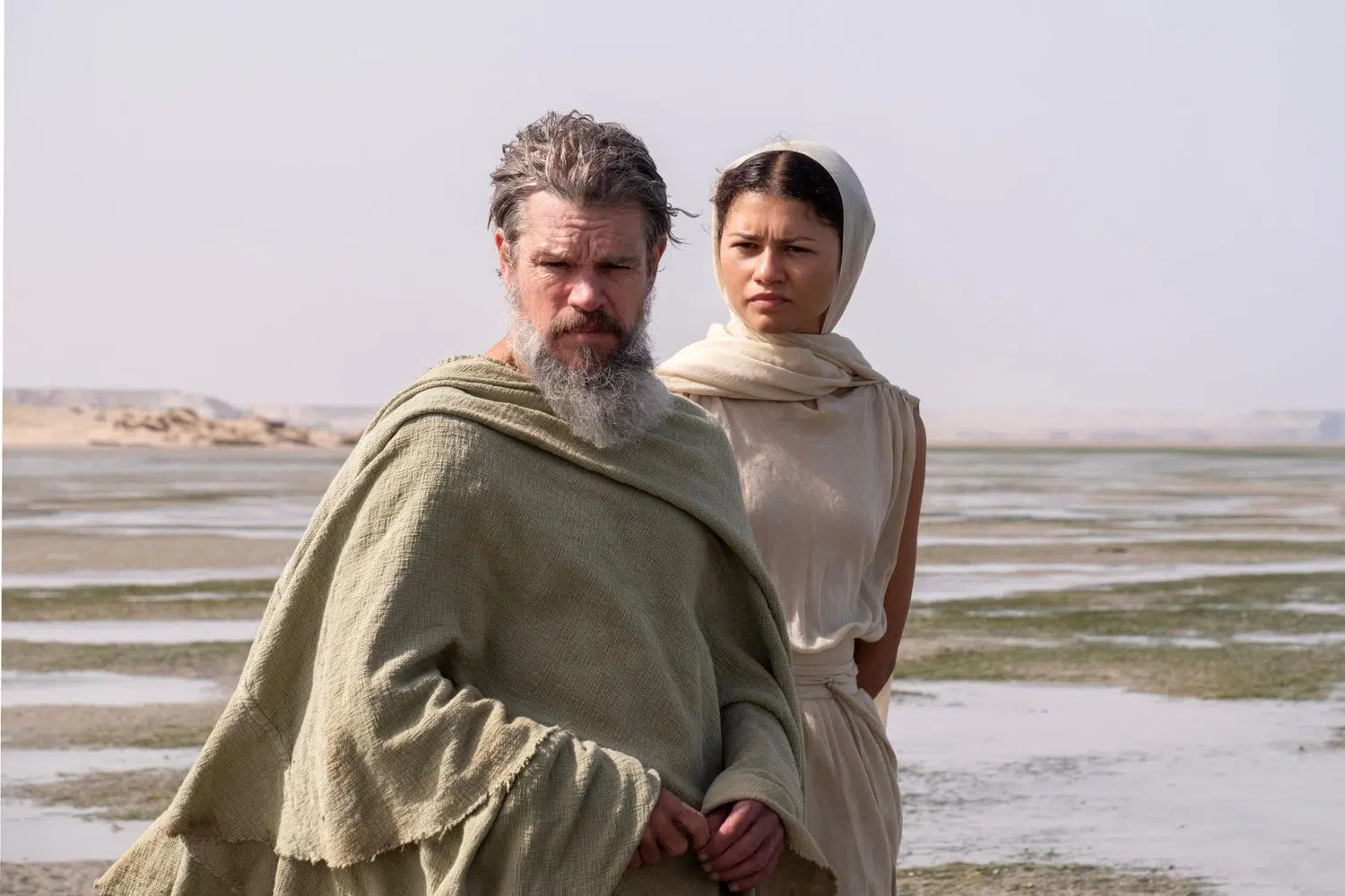 Matt Damon as Odysseus with Zendaya as Athena in Christopher Nolan’s The Odyssey